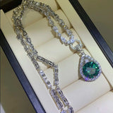 10 Carat Moissanite 925 Sterling Silver Teardrop Shape Necklace - Trendsi - Flyclothing LLC