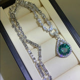 10 Carat Moissanite 925 Sterling Silver Teardrop Shape Necklace - Trendsi