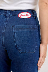 Judy Blue High-Waisted Retro Wide Jeans with Patch Pkts & Twisted Seams - Trendsi - Flyclothing LLC