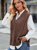 Cable Knit V-Neck Sweater Vest - Trendsi - Flyclothing LLC