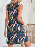 Lace Detail Printed V-Neck Sleeveless Dress - Trendsi - Flyclothing LLC