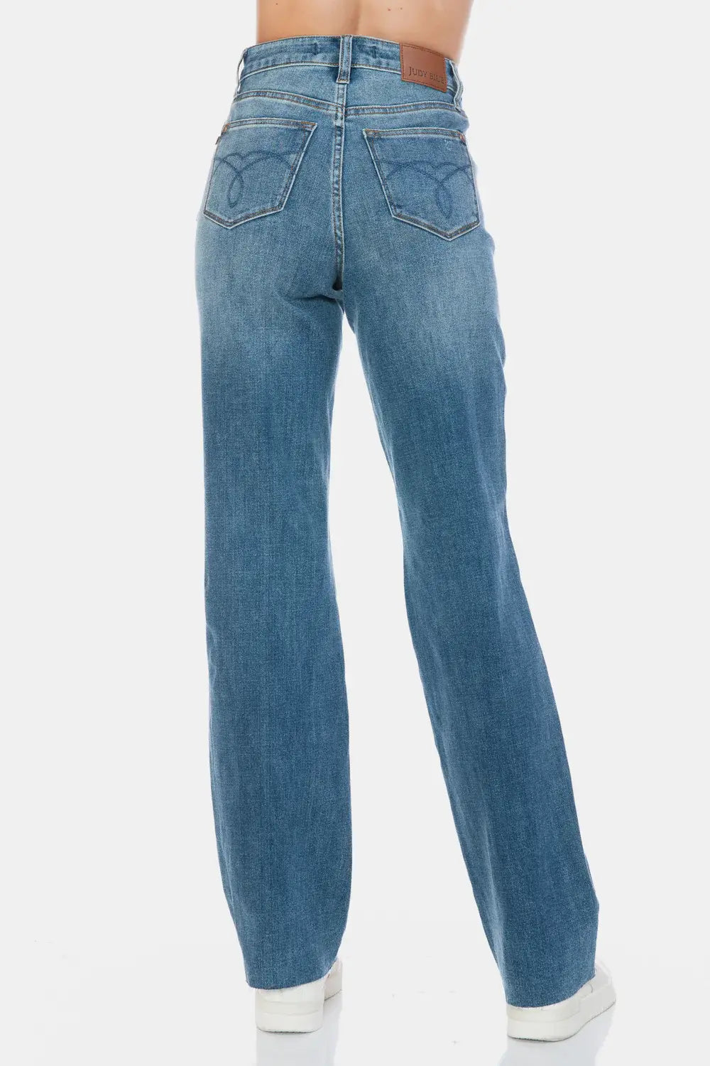 Judy Blue Full Size Tummy Control Cut Raw Hem Straight Jeans - Trendsi - Flyclothing LLC