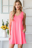 Heimish Full Size V-Neck Mini Tank Dress with Pockets - Trendsi