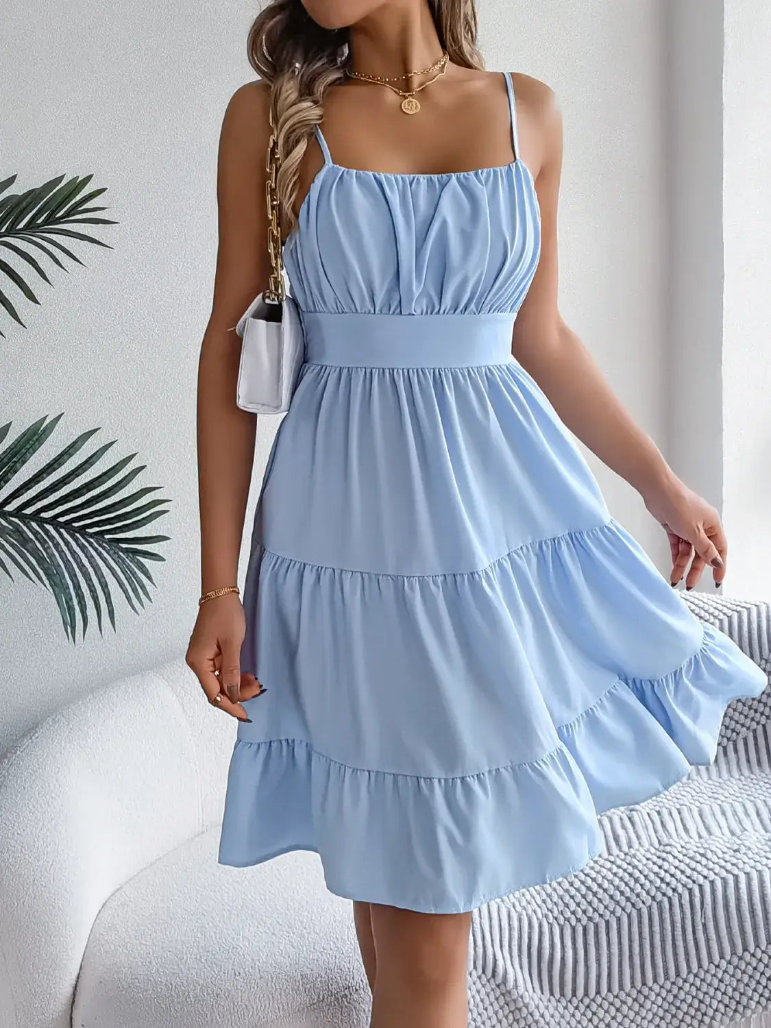 Smocked Back Tiered Cami Dress - Trendsi - Flyclothing LLC