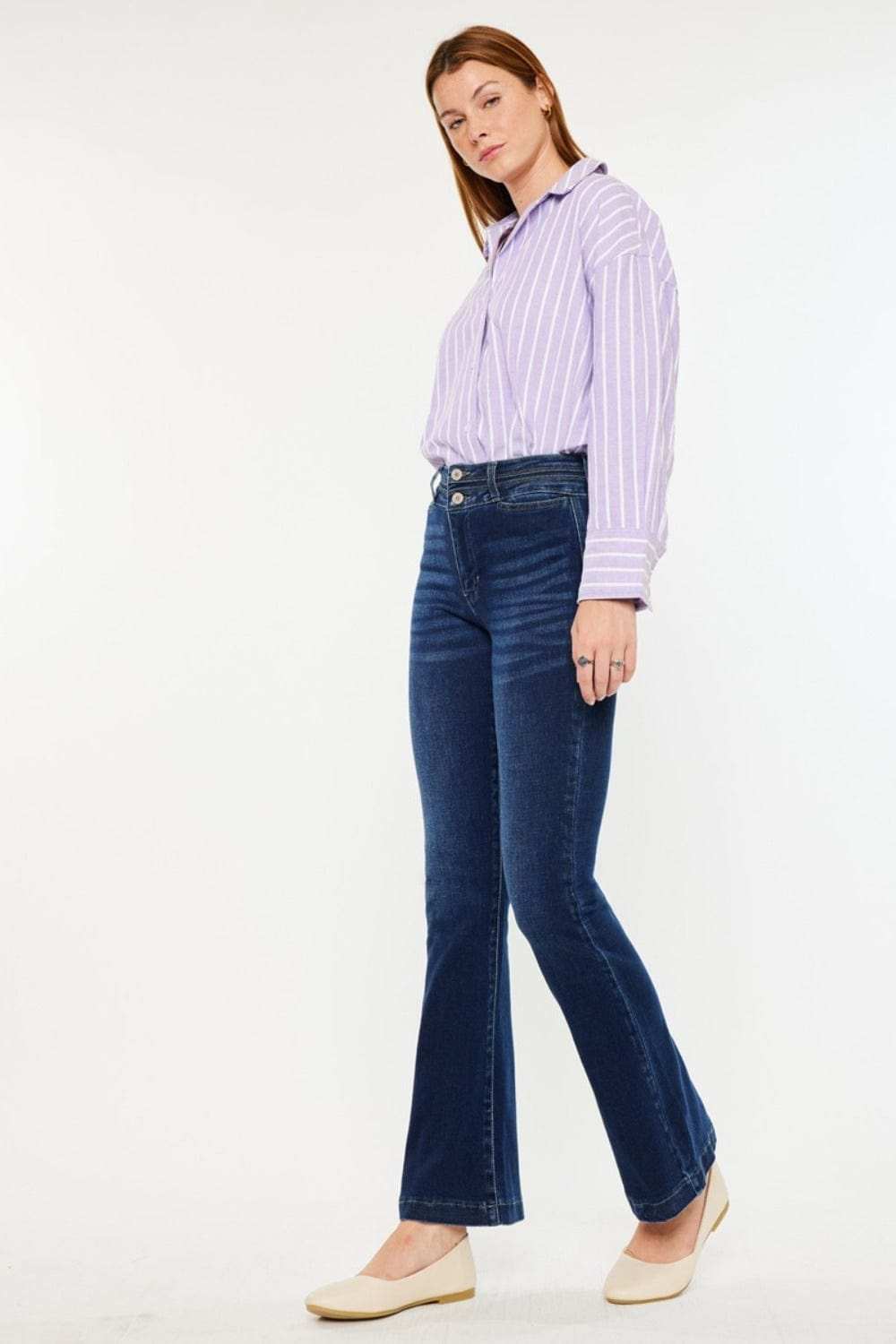 Kancan High Rise Double Waistband Flare Jeans - Trendsi - Flyclothing LLC