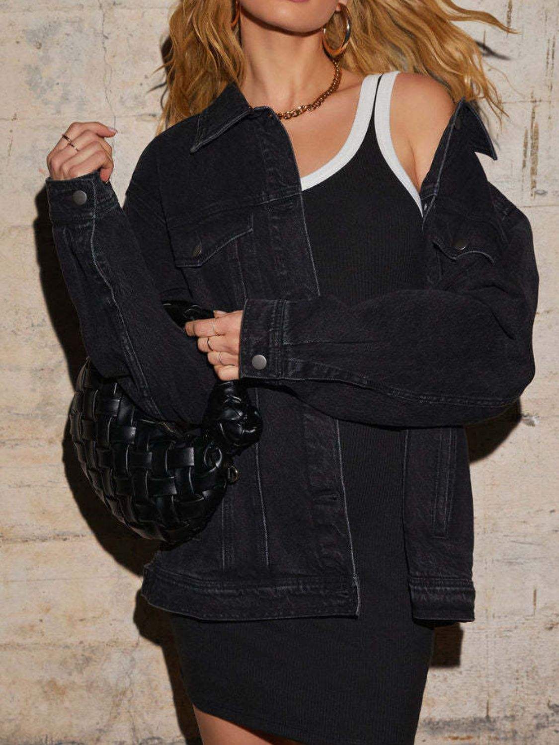 Button Up Collared Neck Denim Jacket - Trendsi - Flyclothing LLC
