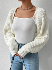 Honey Open Front Long Sleeve Cropped Cardigan - Trendsi