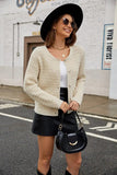 Round Neck Button Up Cardigan with Pockets - Trendsi