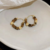 Tiger's Eye 18K Gold-Plated Copper Geometric Earrings - Trendsi - Flyclothing LLC