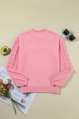 Daisy Notched Long Sleeve Sweater - Trendsi - Flyclothing LLC