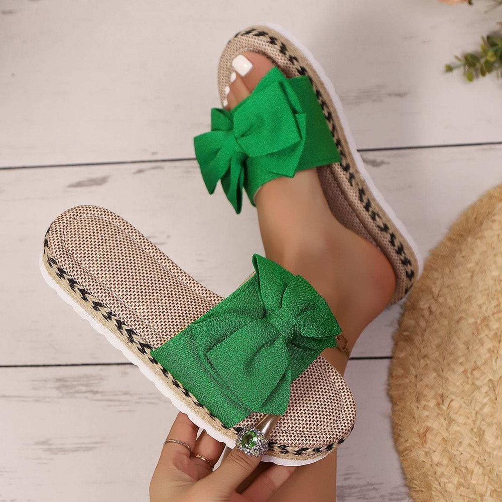 Bow Open Toe Platform Sandals - Trendsi - Flyclothing LLC