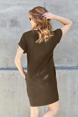 Basic Bae Full Size Round Neck Short Sleeve Dress with Pockets - ShopBasicbae - Flyclothing LLC