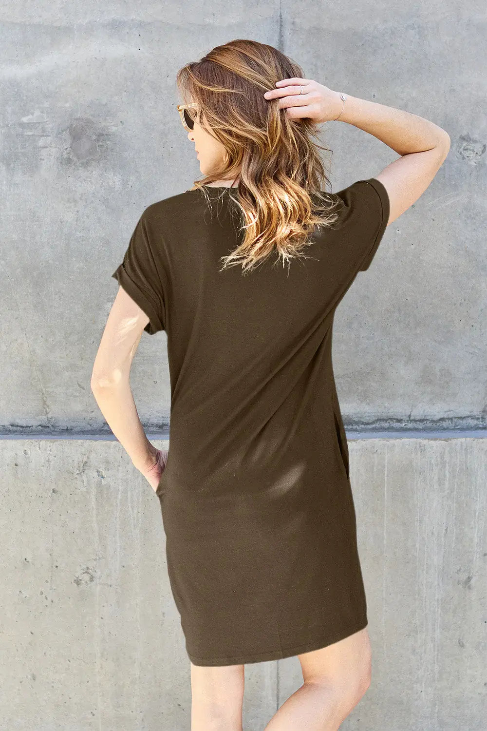 Basic Bae Full Size Round Neck Short Sleeve Dress with Pockets - ShopBasicbae - Flyclothing LLC