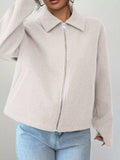 Casual Zip-Up Long Sleeve Jacket - Trendsi - Flyclothing LLC