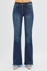 RISEN Full Size Tummy Control Mid Rise Flare Jeans Plus Size - Trendsi - Flyclothing LLC