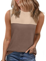 Color Block Round Neck Tank - Trendsi - Flyclothing LLC