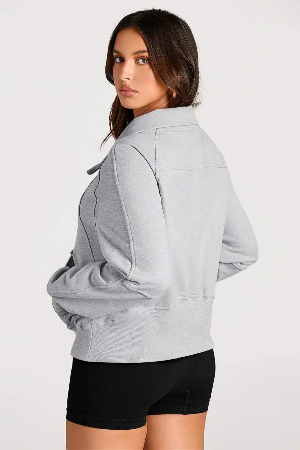 Half Zip Long Sleeve Sweatshirt - Trendsi - Flyclothing LLC