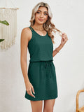Eyelet Scoop Neck Sleeveless Dress - Trendsi