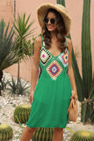 Geometric V-Neck Spaghetti Strap Cover Up Dress - Trendsi - Flyclothing LLC
