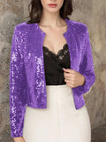 Full Size Sequin Open Front Cropped Jacket - Trendsi - Flyclothing LLC