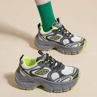 Letter Lace-Up Round Toe Athletic Shoes - Trendsi - Flyclothing LLC