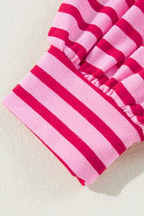 Striped Round Neck Long Sleeve Sweatshirt - Trendsi - Flyclothing LLC