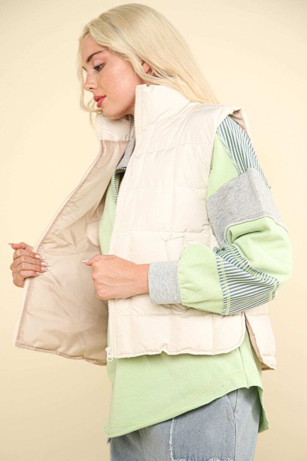 VERY J Zip Up Puffer Padded Warm Vest - Trendsi - Flyclothing LLC