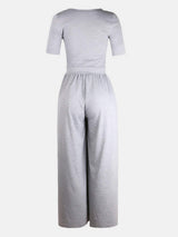 Scoop Neck Short Sleeve Jumpsuit - Trendsi - Flyclothing LLC