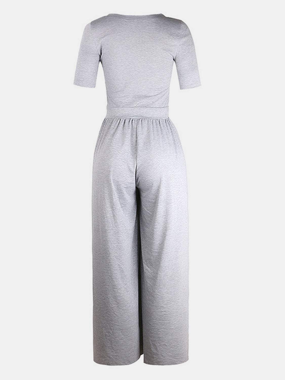 Scoop Neck Short Sleeve Jumpsuit - Trendsi - Flyclothing LLC