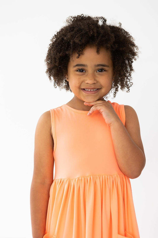 Neon Coral Tank Pocket Twirl Dress - Mila & Rose ® - Flyclothing LLC