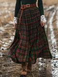 Plaid Maxi Dress with Lace Trim - Trendsi - Flyclothing LLC