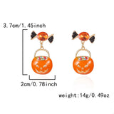 Halloween Rhinestone Pumpkin Dangle Earrings - Trendsi - Flyclothing LLC