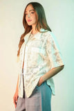 VERY J Plus Size Oversized Crochet Button Down Shirt Top - Trendsi