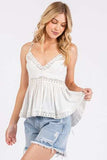 Mittoshop Crisscross Back Lace Detail V-Neck Cami - Trendsi - Flyclothing LLC