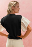 Oh Full Size Ruffled Round Neck Short Sleeve Sweater - Trendsi