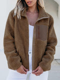 Zip Up Long Sleeve Plush Jacket - Trendsi