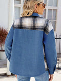 Plaid Button Up Long Sleeve Denim Jacket - Trendsi - Flyclothing LLC