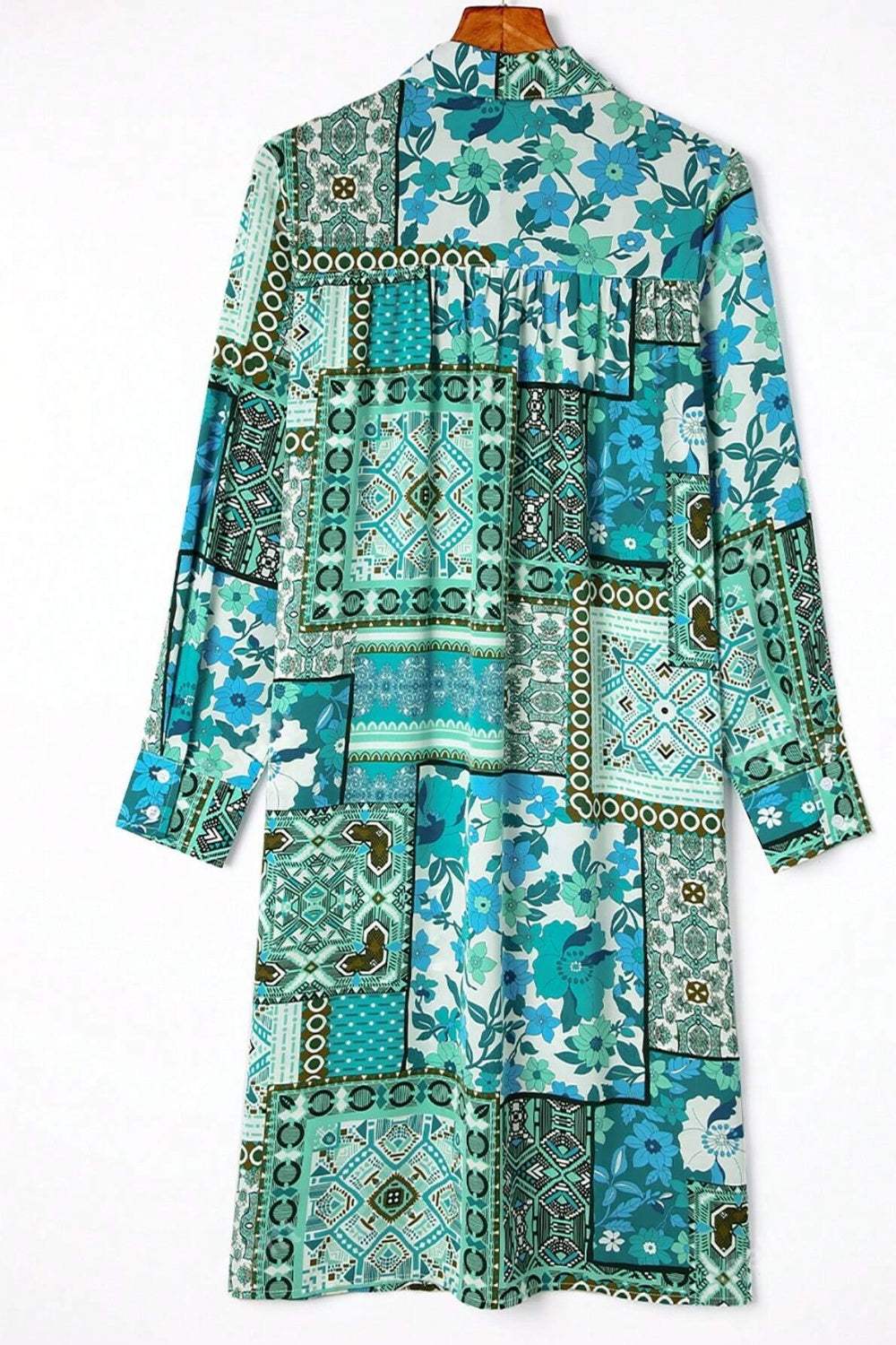 Printed Button Up Long Sleeve Cardigan - Trendsi - Flyclothing LLC