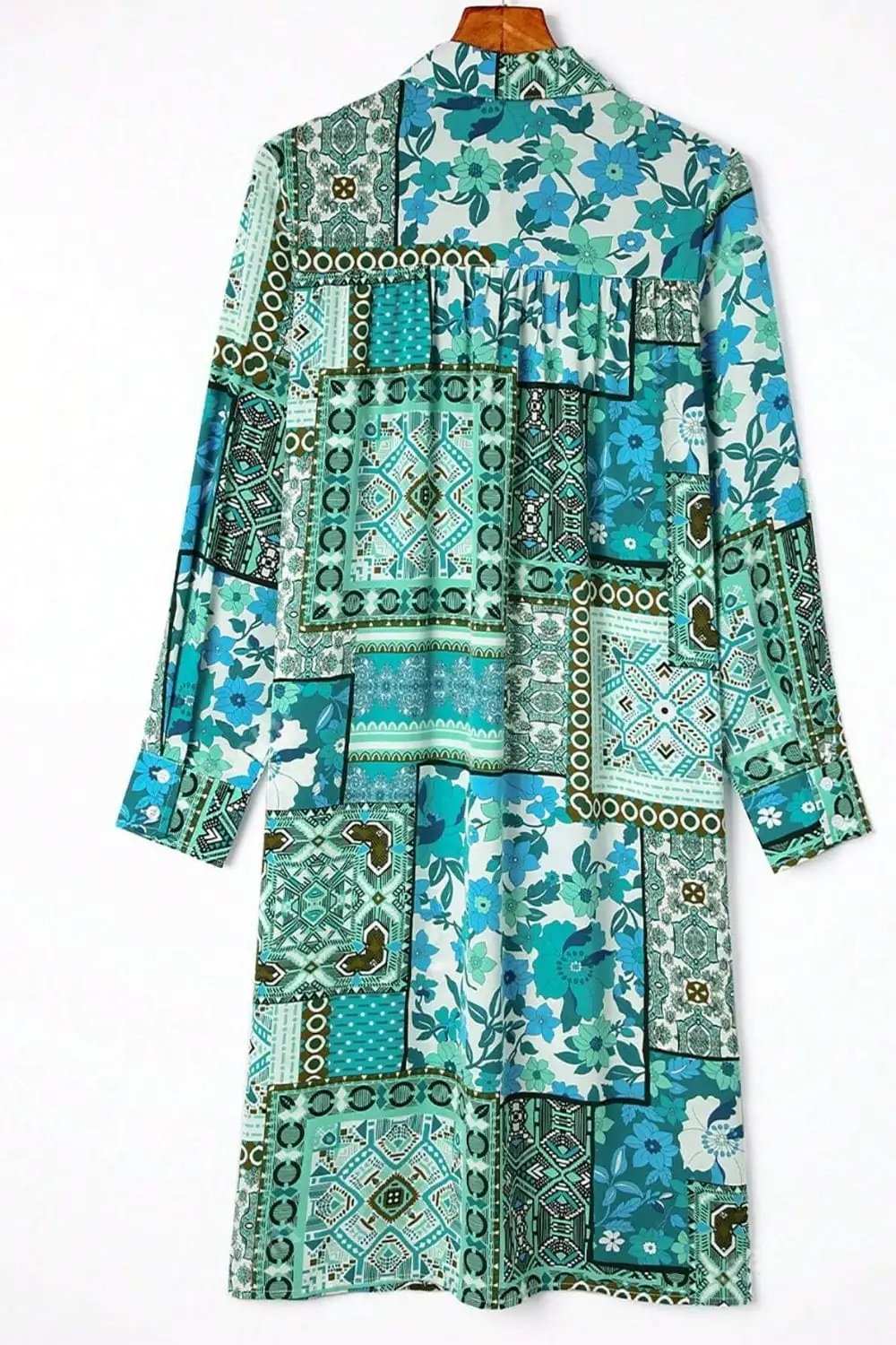 Printed Button Up Long Sleeve Cardigan - Trendsi - Flyclothing LLC