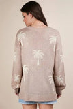 VERY J Palm Tree Graphic Oversized Knit Sweater - Trendsi