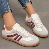 Contrast Lace Up Round Toe Sneakers - Trendsi - Flyclothing LLC