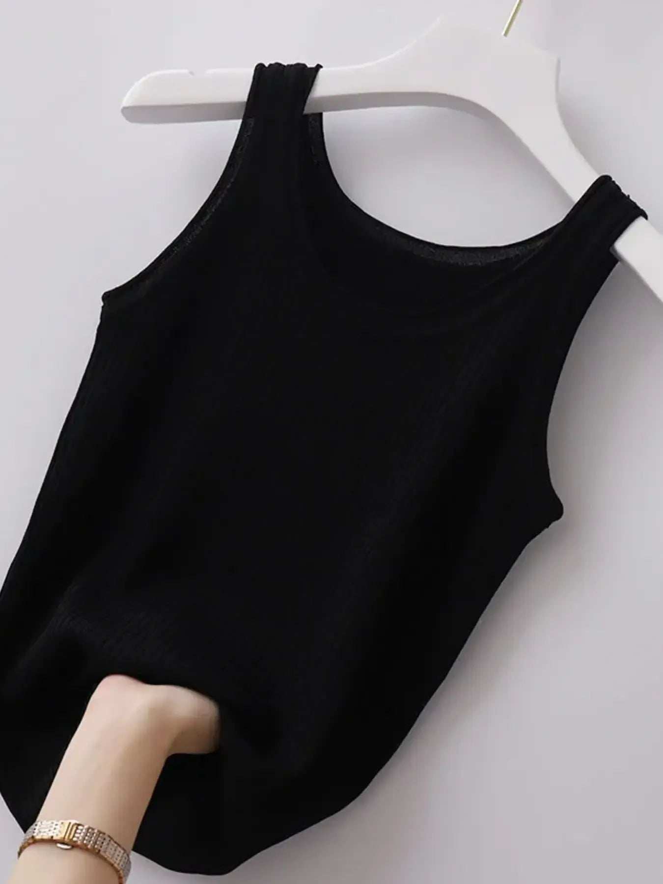 Plus Size Ribbed Knit Scoop Neck Tank Top - Trendsi - Flyclothing LLC