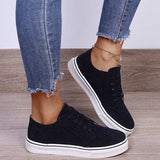 Suede Lace-Up Flat Sneakers - Trendsi - Flyclothing LLC