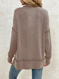 Side Slit Round Neck Dropped Shoulder Sweatshirt - Trendsi - Flyclothing LLC