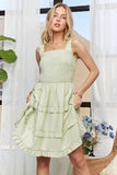 ADORA Smocked Ruffled Wide Strap Mini Dress - Trendsi