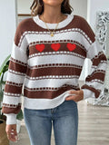 Heart Round Neck Long Sleeve Sweater - Trendsi - Flyclothing LLC