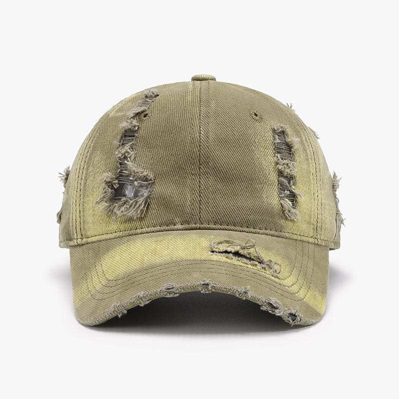 Distressed Adjustable Cotton Baseball Cap - Trendsi - Flyclothing LLC