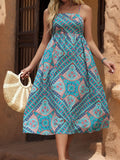 Printed Spaghetti Strap Midi Dress - Trendsi