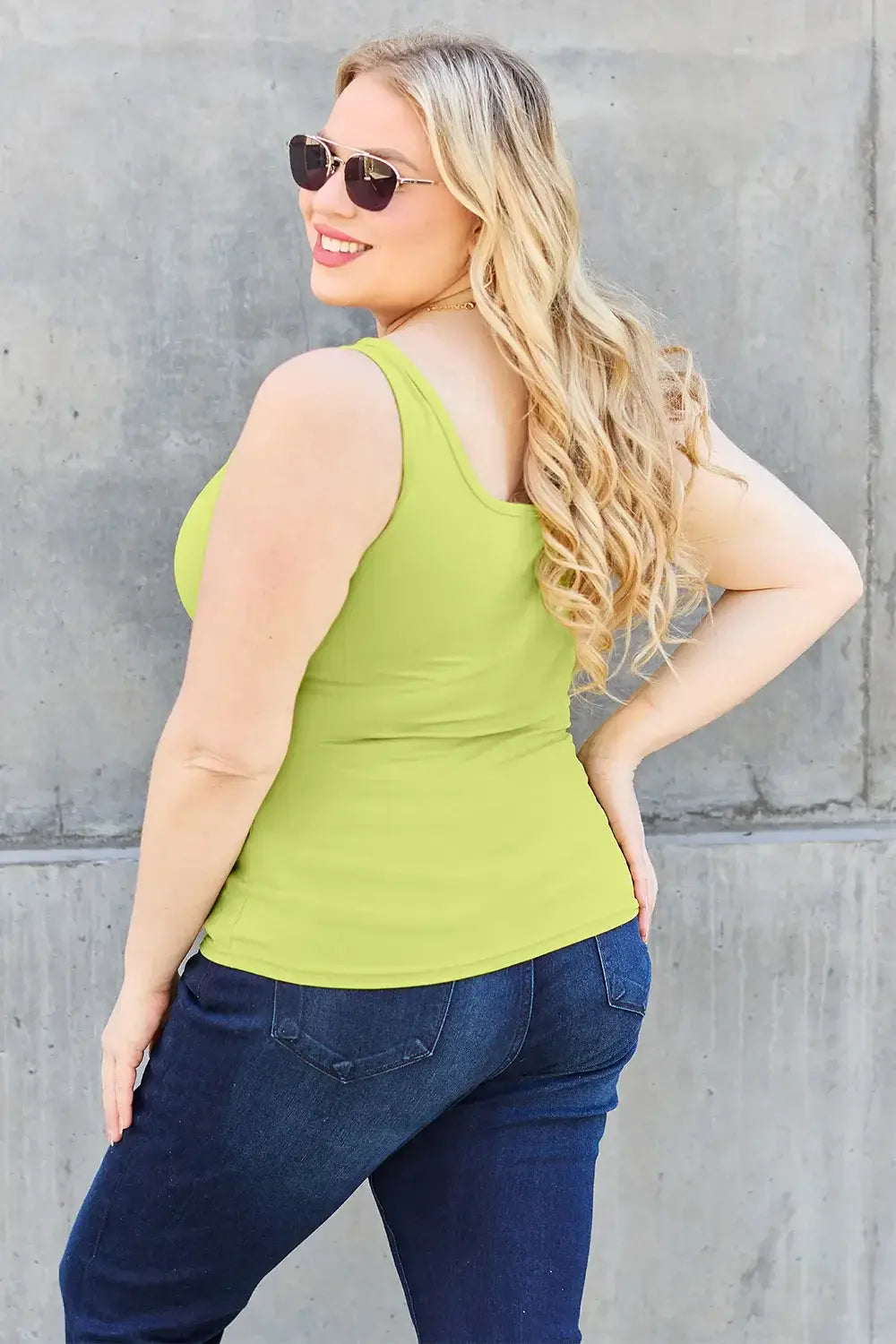 Basic Bae Full Size Square Neck Wide Strap Tank - Trendsi - Flyclothing LLC