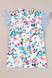 Ruffled Printed Mock Neck Cap Sleeve Blouse - Trendsi - Flyclothing LLC